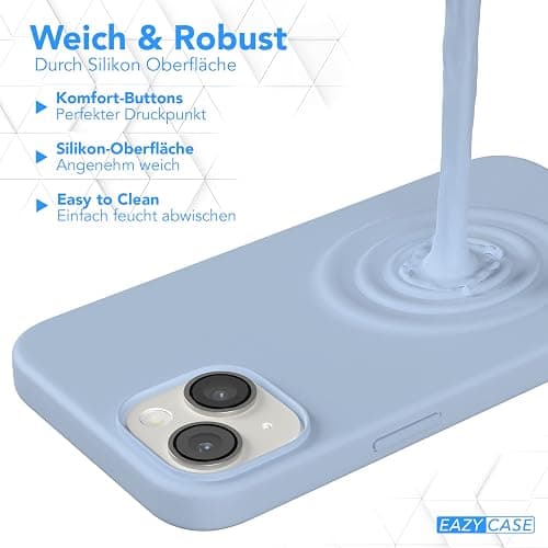 EAZY CASE Premium Silikon Handyhülle kompatibel mit iPhone 14 Slimcover mit Kameraschutz und Innenfutter, Silikonhülle, Schutzhülle, Bumper, Handy Case, Hülle, Softcase, Hellblau thumbnail 4