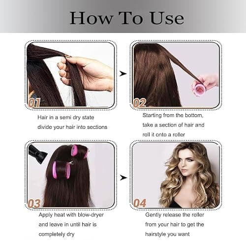 Hair Roller Set,Velcrorollers for Hair,Self Grip Hair Rollers, Salon Hairdressing Curlers, DIY Hair Styles, 3 Sizes Jumbo Large Medium 18pcs Rollers with Makeup Case,Clips & Comb Heatless Curlers thumbnail 6