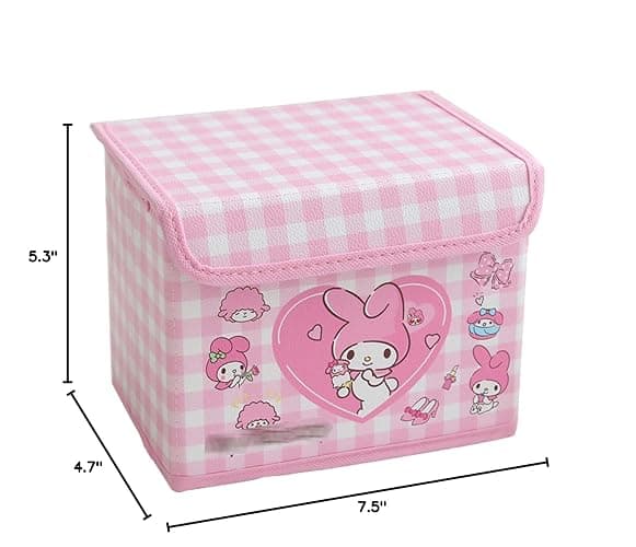 Saileg Kawaii Caretoon Fodable Stoage BIn, Cute Anime Collapsible Organizer basket Makeup Holder Office Desk Room Storage Bin (Pink Rabbit) thumbnail 3