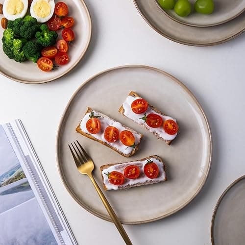 AmorArc Ceramic Dinnerware Sets,Handmade Reactive Glaze Stoneware Plates and Bowls Sets,Highly Scratch Resistant | Dishwasher & Microwave Safe Dishes Set,Service for 6 (18pc) thumbnail 3