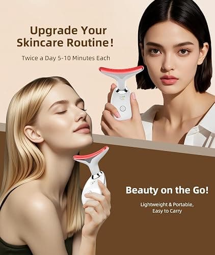 ELISHINE 7 Color Face and Neck Massager Light Therapy, Red Light Based Facial Massager for Skin Care, Firming, Smoothing (White) thumbnail 7