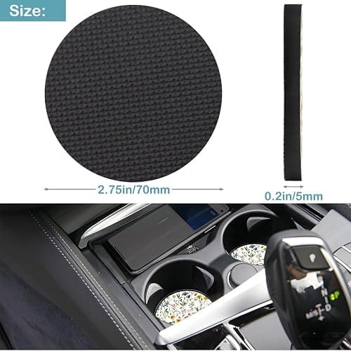 Car Cup Holder Coasters, 2 Pack – 2.75" Universal Auto Anti-Slip Insert Coaster, Rubber Car Coasters, Personalized Car Accessories for Women & Men (Wildflowers) thumbnail 2