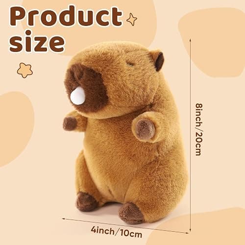 Sew Butiful Stuffed Capybara Plush, 8" Cute Plushie for Animal Themed Parties Teacher Student Award, Animal Toys for Baby, Boy, Girls, Great for Nursery, Room Decor, Bed thumbnail 2
