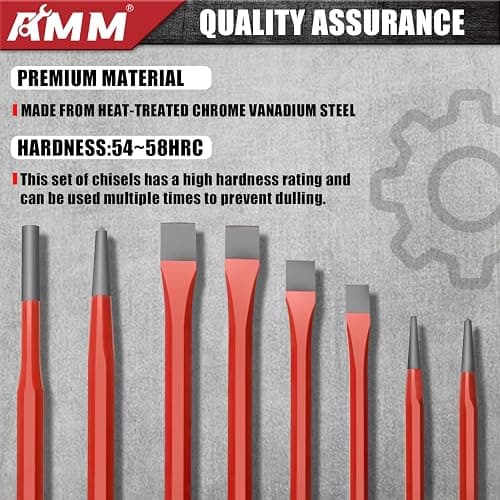 AMM 28 PCS Heavy Duty Punch and Chisel Set, Including Taper Punch, Cold Chisels, Pin Punch and Center Punch, Cr-V, Ideal for Working with Wood, Metal, Automotive, Sculpture, etc thumbnail 4