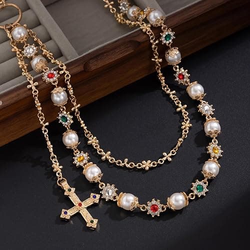 Fashion Layered Pants Wallet Chains - Exquisite Gold Silver Rhinestone Flower Pearl Jean Pocket Chain for Women Men Cute Bag Purse Charms Jewelry thumbnail 6