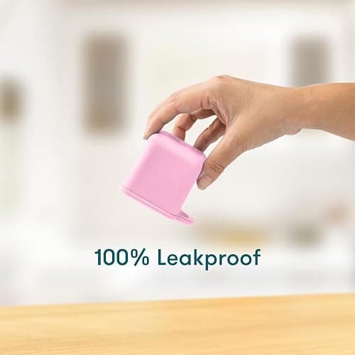 OmieBox (2 Pack) Leakproof Dips Containers to Go, Salad Dressing Container, Condiment Container with Lids - Food Safe Silicone - 4 Ounces (Pink/Purple) thumbnail 2