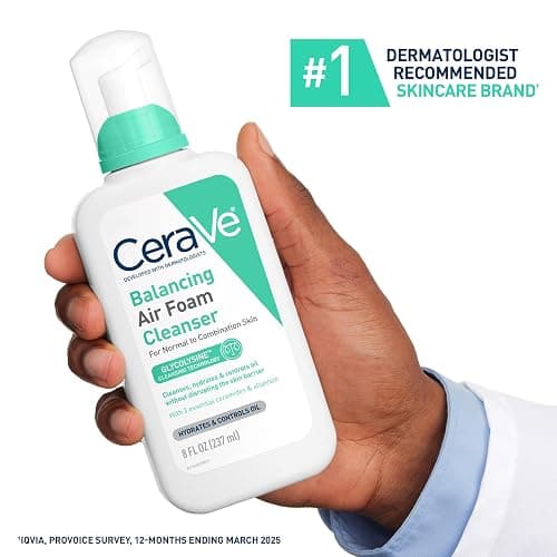 CeraVe Balancing Air Foam Face Wash, Foaming Facial Cleanser For Combination Skin, 8HR Oil Control + 24HR Hydration, Fragrance-Free & Non-Comedogenic, With Glycolysine™ & 3 Essential Ceramides, 8oz thumbnail 4