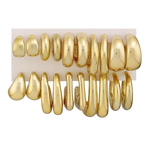 FOURPG 10 Pairs Hypoallergenic Chunky Gold Dangle Earrings for Women Trendy Thick Gold Plated Hoop Earrings Set Lightweight Jewelry - Image 1