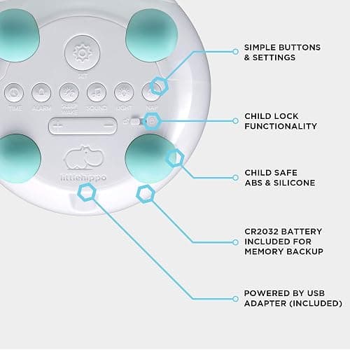 LittleHippo Mella: Kids Alarm Clock, Ready to Rise Children's Sleep Trainer, Night Light, Sound Machine and OK to Wake for Toddlers and Kids - Arctic Blue (Updated 2025) thumbnail 6