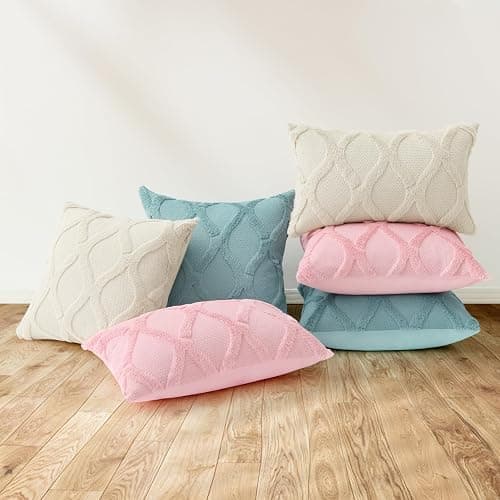 decorUhome Spring Throw Pillow Covers 12x20 Inch Set of 2, Soft Plush Faux Fur Wool Lumbar Light Pink Couch Pillow Covers, Decorative Neutral Pillow Cases for Bed Sofa Living Room Valentines Decor thumbnail 6