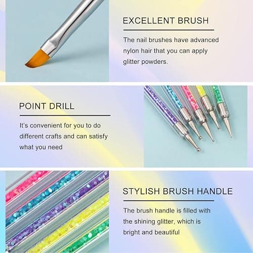 JOELELI 10PCS Nail Art Brushes Set, Double-Ended Detailing & Dotting Pens for UV Gel & Acrylic Nail Designs, Nail Art Tools for Women and Girls, Home Salon Accessories thumbnail 7