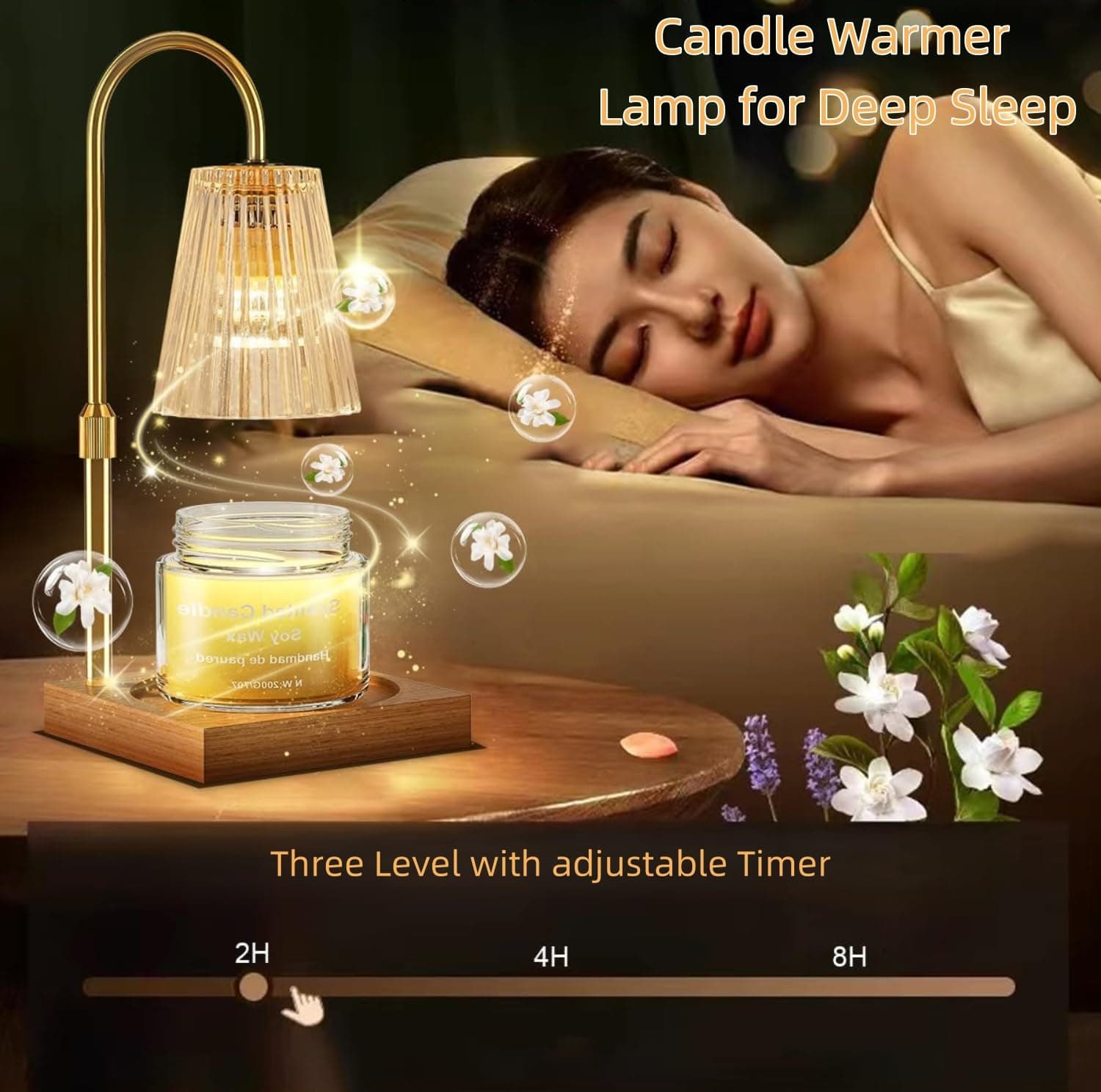 Candle Warmer Lamp with Timer Dimmer, Adjustable Height Candle Warmer, 4 Level Temparature Candle Lamp, Gifts for Women, Housewarming Gifts, Wax Melting Lamp for Vintage Bedroom Home Decor thumbnail 2