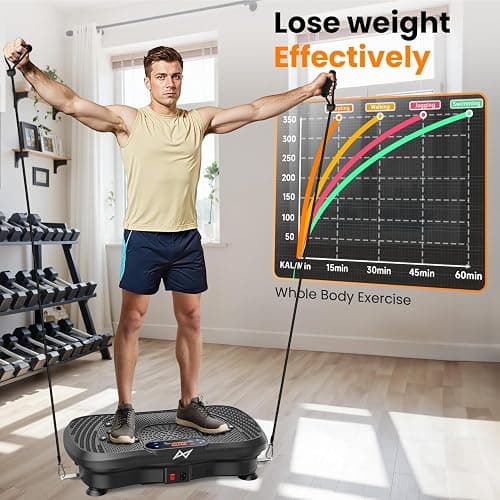 AXV Vibration Plate Fitness Platform Exercise Machine Vibrating Shaking Full Body Shaker Workout Vibrate Stand Shake Board Sport Gym for Weight Loss Fat Burner for Women Men thumbnail 4
