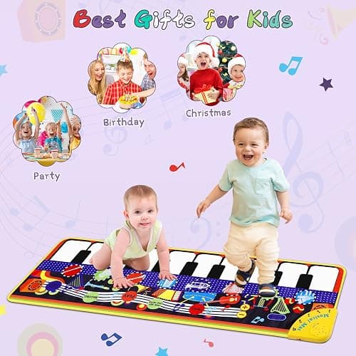 Musical Piano Mat for Toddlers - 28 Music Sounds Floor Piano Keyboard Dance Playmat - Toy & Gift for Kids 1-5 Years Old Boys Girls thumbnail 7