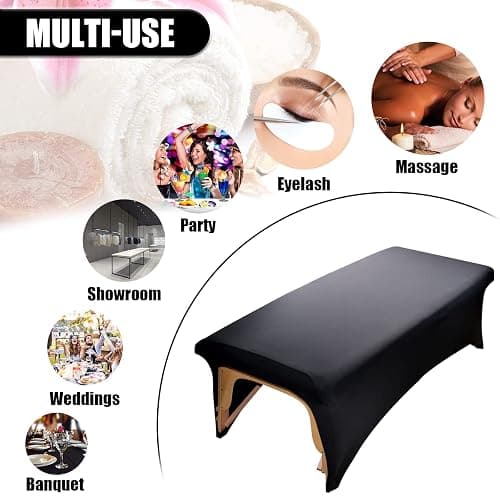 Stretchy Lash Bed Cover for Lash Extension Bed, Protective Spa Treatment Sheet Set for Lash Bed Topper or Massage Bed (Black) thumbnail 7