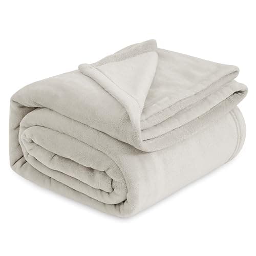 Bedsure Blankets for Bed Queen Size - Fleece Cozy Soft Blanket for Women, Lightweight Fuzzy Flannel Throw for All Seasons, Linen, 90x90 inches - Image 1