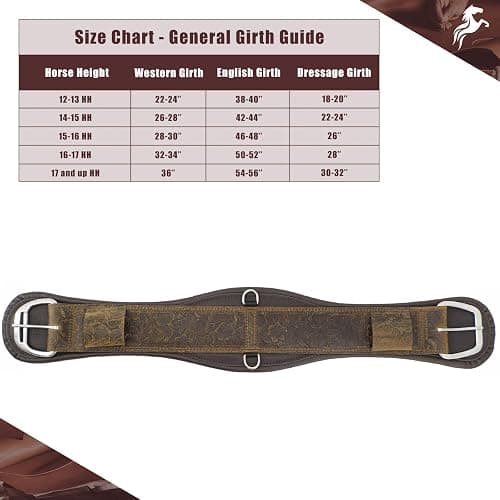 Jeereal Western Horse Cinch,Premium Full-Grain Leather Equestrian Horse Riding Western Durable Comfortable Soft Girth thumbnail 5