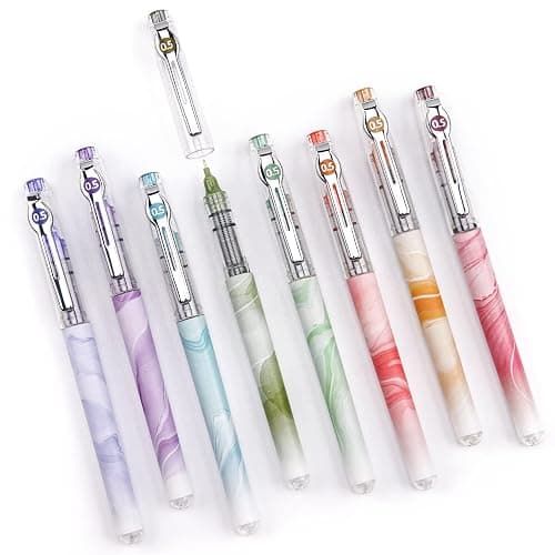 WRITECH Liquid Ink Rollerball Pens: Multi Colored 0.5mm Extra Fine Point Tip Rolling Roller Ball Pen 8ct Assorted Colors for Journaling Smooth Writing Note Taking No Bleed & Smudge & Smear - Image 1
