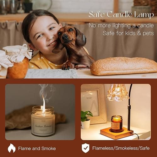 Candeldo Candle Warmer Lamp with Timer: Flower Black Candle Lamps Height Adjustable Vintage Home Bedroom Decor Mom Birthday Gift for Women thumbnail 4