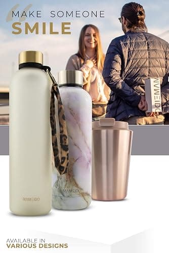 MAMEIDO Thermosflasche 500 ml (Oak Wood Gold) | 12h heiß/24h kalt, auslaufsicher & BPA-frei, Kohlensäure geeignet, Trinkflasche Edelstahl für Sport, Schule, Büro & Outdoor thumbnail 5