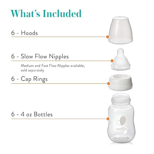 Evenflo Feeding Premium Proflo Venting Balance Plus Standard Neck Baby, Newborn and Infant Bottles - Developed by Pediatric Feeding Specialists - 4 Ounce (Pack of 6) thumbnail 7