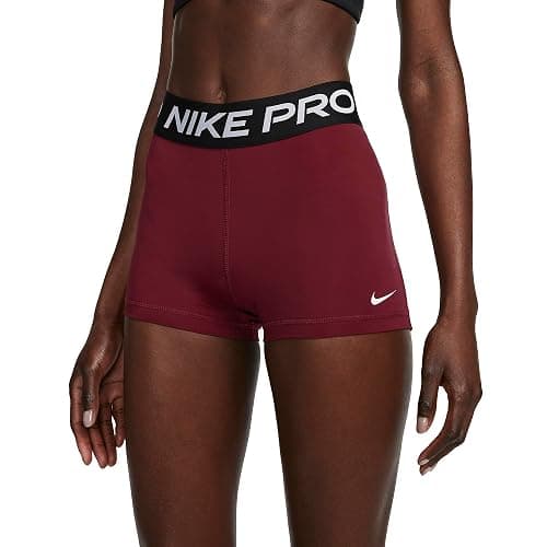 Nike Women's Pro 3in Training Shorts (US, Alpha, Small, Regular, Regular, Dark Beetroot/White/Black) thumbnail 2