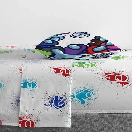 Jay Franco Among Us Space Splatter (4 Piece) Twin Size Bed Set - Includes Comforter & Sheet Set - Super Soft Fade Resistant Microfiber (Official Among Us Product) thumbnail 5