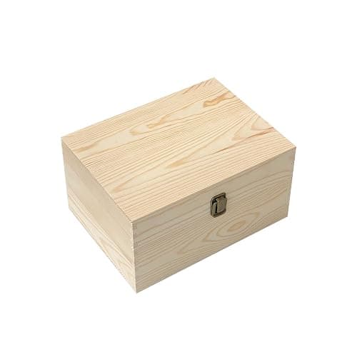 Cregugua 1 Pack Unfinished Wood box with Lid Crafts Wooden Storage Box for DIY Arts Project (Outer 10.6 x 7.9 x 5.7 IN,Interior 10 x 7.3 x 5.3 IN) thumbnail 3