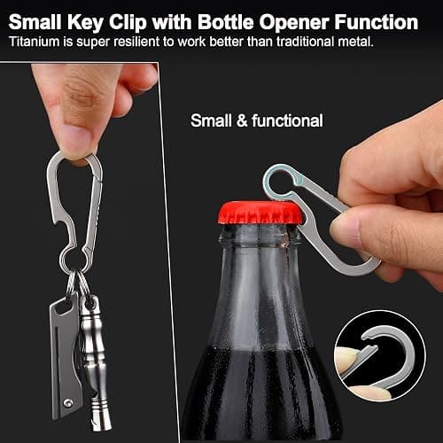 PJYTAC Titanium Carabiner Keychain Clip Small Carabiner Clips Heavy Duty Key Holder Anti-Lost Quick Release Key Chain for Keys Bottle Opener Keychain thumbnail 4