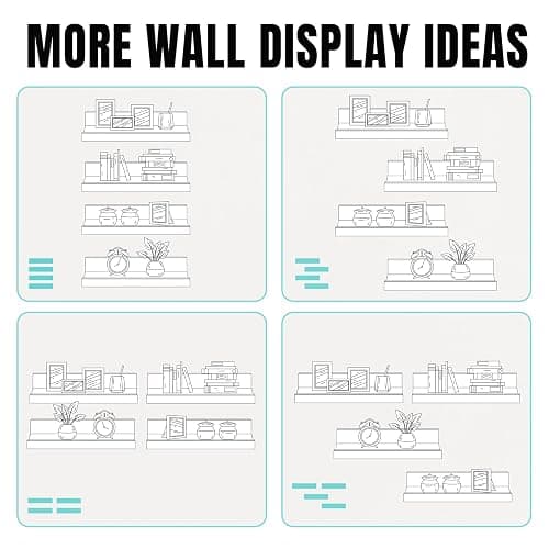 LaVie Home Floating Shelves for Wall Storage Set of 4, 15.6 Inch Picture Ledge Shelf, White Wall Shelves with Lip for Kitchen, Bedroom, Bathroom, and Living Room thumbnail 8