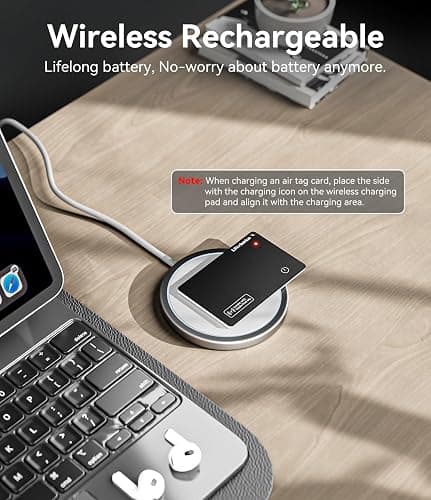 Ultrbeka Ultra-Thin Air Tag Wallet Tracker Card 0.07in IP68 Waterproof Bluetooth Tracker for Wallets, Passport, Work with Apple Find My, Wireless Charging, Card Locator [Apple MFi Certified] iOS Only thumbnail 3
