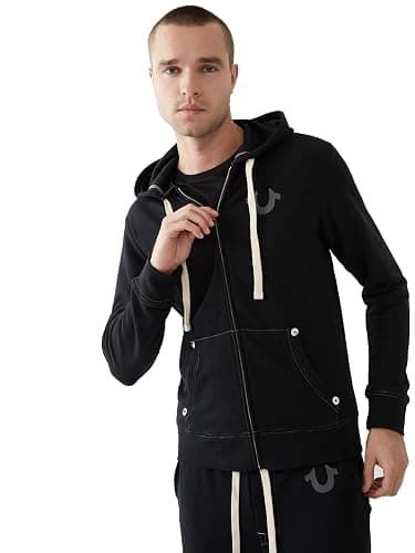 True Religion Men's Buddha Logo Zip Hoodie Sweatshirt Hooded Sweatshirt - Image 1