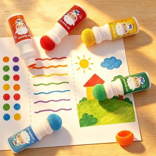 GWCYMYD 6 PCS Washable Dot Markers 40 ml Water Based Ink(Style 1) | 6 Colours Paint Bingo Dabbers Art Set, Chunky Sponge Tip, for Creative Art Crafts Educational Projects & Family Activities thumbnail 7