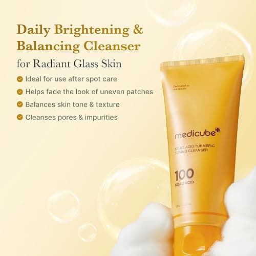 medicube Kojic Acid Turmeric Whip Cleanser | Daily Facial Cleanser for Brightening, Balancing Skin Tone & Texture | Fade Appearance of Uneven Patches & Ideal for Use After Spot Care | Korean Skincare thumbnail 2