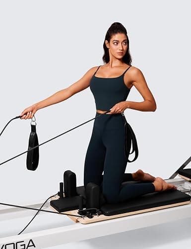 CRZ YOGA Butterlift Scoop Neck Crop Tank Tops for Women - Padded Adjustable U Back Camisole Workout Longline Sports Bras thumbnail 4