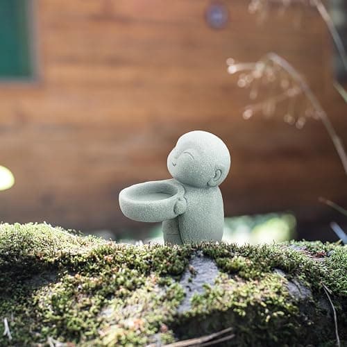 Landical Buddha Sandstone Statues, Zen Monk Praying Statue Sculptures Ornament for Wealth Good Luck Feng Shui Decor Home Office Car Decoration(Jizo Monk) thumbnail 5