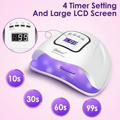 Liteland UV Gel Nail Lamp,150W UV Nail Dryer LED Light | for Gel Polish-4 Timers Professional Nail Art Accessories,Curing Toe Nails thumbnail 2