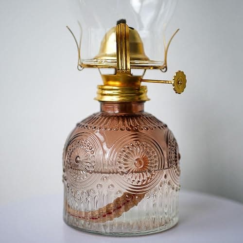 GXFCCYXT 2 Pieces Oil Lamps for Indoor Use Gradient Brown Vintage Glass Clear Kerosene Lamp Indoor Decorative Hurricane Lamp Oil Lantern for Home Tabletop Emergency Lighting TYH thumbnail 5