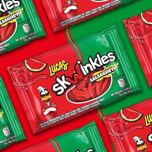 Lucas Salsagheti Watermelon Flavored Hot Candy Strips and Tamarind Sauce, 0.84 oz - 12 Pieces Pack for Treats, Snack, Parties, Piñatas,0.84 Ounce (Pack of 12) thumbnail 8