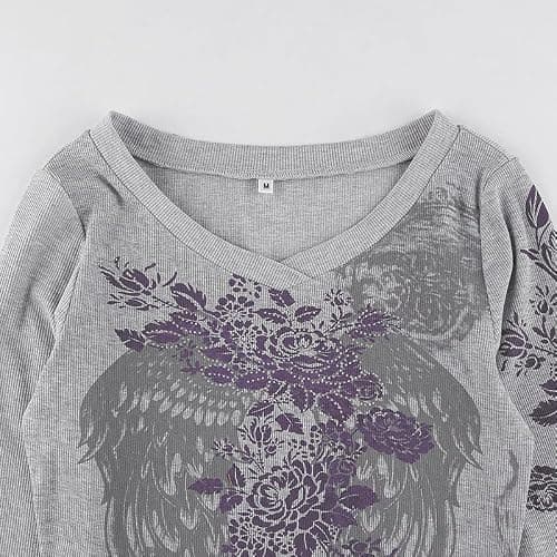 Grunge Shirts Emo Clothe Teen Girls Vintage Graphic Tee Y2k 2000s Goth Top Women Mcbling Long Sleeve Streetwear thumbnail 6