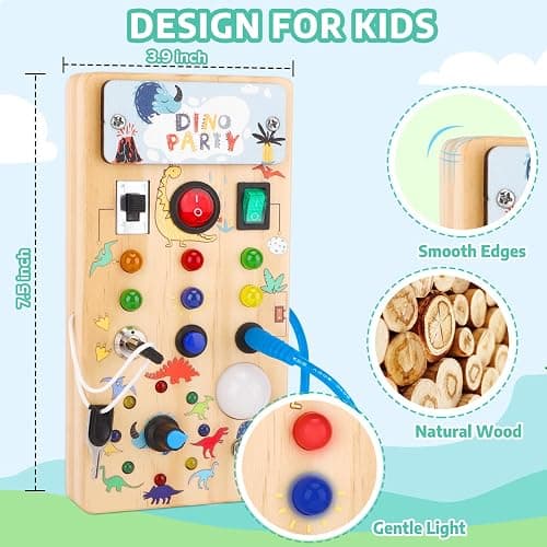 wakeInsa Montessori Busy Board,Montessori Toys for 1-3 Years Old,Baby Sensory Board,Preschool Learning Activities,Wooden Toys for Toddler,Christmas & Birthday Gift for Boys & Girls thumbnail 2