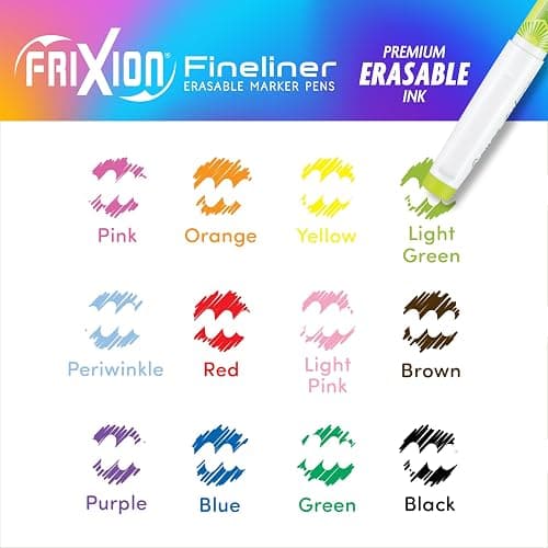 PILOT FriXion Fineliner Erasable Marker Pens, Pack of 12, Assorted Colors thumbnail 6