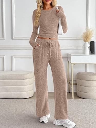 LILLUSORY Womens 2 Piece Matching Lounge Sets 2025 Fall Fashion Knit Sweater Airport Travel Vacation Outfits Gym Sweatsuits thumbnail 2