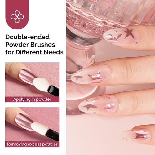 MelodySusie 16Pcs Chrome Nail Powder for Gel Nails,Metallic Mirror Effect Pigment Stylish and Technological Fine Glitter for Home DIY Salon Use thumbnail 6