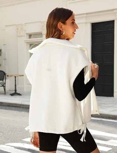 GTLIAE Womens Sherpa Fleece Vest Oversized Sleeveless Jacket Casual Outerwear Gilet with Pockets thumbnail 3