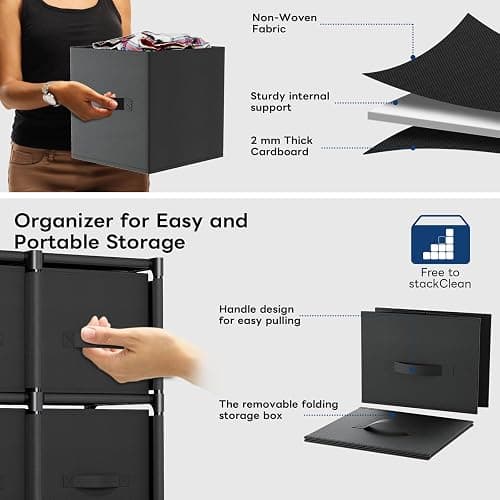 Mavivegue 9 Cube Storage Organizer, Closet Organizers and Storage, Cube Storage Shelf, Easy to Assemble with Storage Drawers, DIY Closet Cube Organizer for Living Room, Bedroom, Dorm Room-Black thumbnail 3