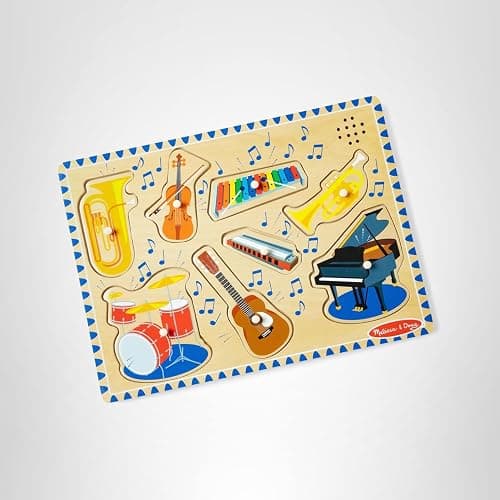 Melissa & Doug Musical Instruments Sound Puzzle - Wooden Peg Puzzle with Light-Activated Sound Effects (8 pcs) Wooden Peg Baby Music Learning Toys, for Toddlers and Preschoolers Ages 2+ thumbnail 10
