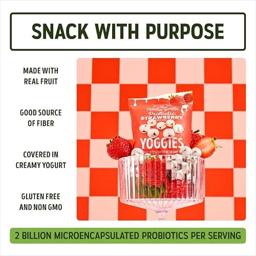 Nature's Garden Probiotic Strawberry Yoggies 21oz (30 x 0.7oz) Pack of 2 | Yogurt Covered Real Fruit Bites, High Fiber, Gluten Free, No Artificial Flavors and Colors, On-the-Go Snack for Adults & Kids thumbnail 3