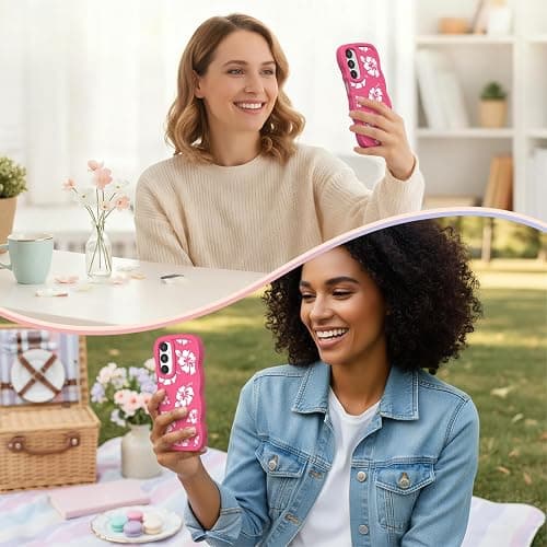 CASBST Compatible with Galaxy A15 5G Phone Case for Women Girls, Curly Wavy Frame with Cute Pattern, Aesthetic Slim Soft Silicone TPU Bumper Shockproof Phone Case for Samsung A15 - Tropical Hibiscus thumbnail 7