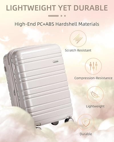 LARVENDER Carry on Luggage 22x14x9 Airline Approved Hardshell Suitcase with Wheels TSA Lock, PC+ABS Lightweight Suitcase Set for Women with Travel Backpack, Glossy Champagne thumbnail 3